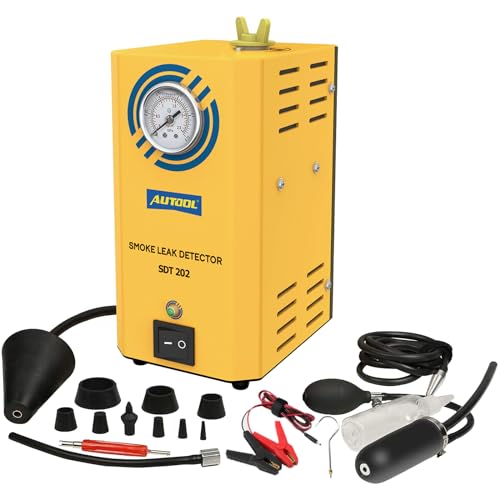 AUTOOL Automotive Smoke Machine EVAP Leak Detector 12V Car Fuel Pipe System Leakage Locator with Pressure Gauge for Car, Motorcycle, Truck, Boats and More
