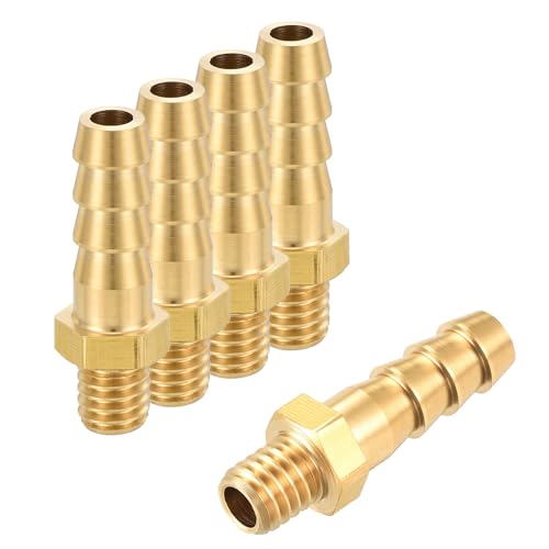 Rebower 5 Pcs Raccord en Laiton pour Tuyau A Bride Male, 5mm Bride X M6x1mm Male pour Applications Industrielles, Automobiles, Transfert de Fluides, Jardinage Domestique