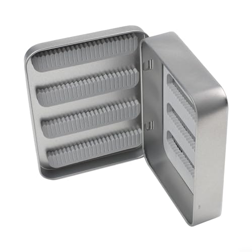 Dolvitrny Caja de pesca con mosca – Caja compacta de aparejos de hojalata forrada de esponja, contenedor ligero de almacenamiento de cebo para moscas, pequeño organizador de accesorios para señuelos