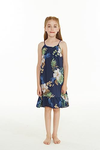 Image of Matchable Family Hawaiian Luau Men Women Girl Boy Clothes in Pineapple Garden Navy