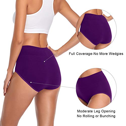 Image of Womens Underwear,Cotton Mid Waist No Muffin Top Full Coverage Brief Ladies Panties Lingerie Undergarments for Women Multipack