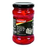 pimiento del piquillo relleno de bacalao Peso: 290 gramos Marca Gourmet - Pimientos del piquillo en tiras al ajillo - Extra - 290 g