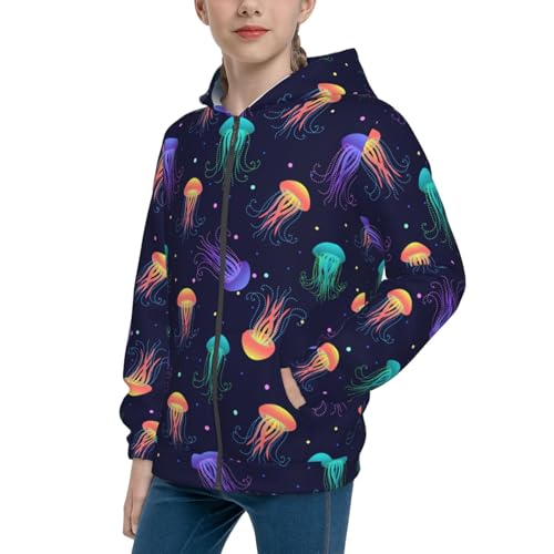 Sea Jellyfish Kid Hoodies Boys Zip Up Sweatshirts Girls Pullover with Pocket