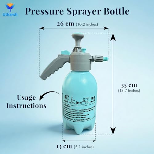 Image of Utkarsh Premium Pressure Sprayer 2 Litre (Aqua Blue) | Pressure Spray Bottle for Plants | Gardening Water Pump Sprayer | Plant Spray Bottle for Garden | Spray Bottles for Gardening, Pack of 1