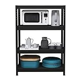 Boom Boomo メタルラック スチールラック 収納シェルフ オープンラック 幅約80cm奥行約40cm高さ約114cm 単層耐荷重100kg 4段 黒色 浴室用収納 キッチン収納 リビング収納 組み立てが簡単 省スペース 掃除やすい 