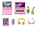 ENOCHT 9 Pack Small Size Laptop Computer Tablet Phone Pad Glasses and Headset Doll Playset Simulation Accessories for 11.5 Inch Doll (Pink)