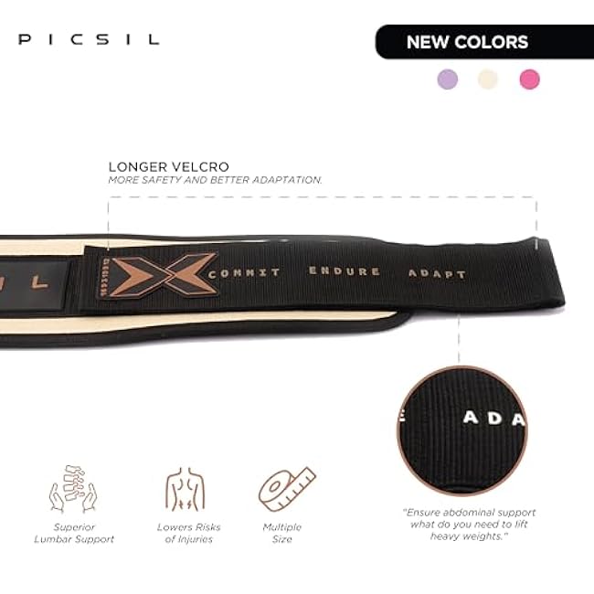 PICSIL - Weight Lifting Belt | Core & Back Support | Customizable with Patch Space | Ideal for Cross training, Squats & Barbell Exercises | Strength Belt for Women and Men |