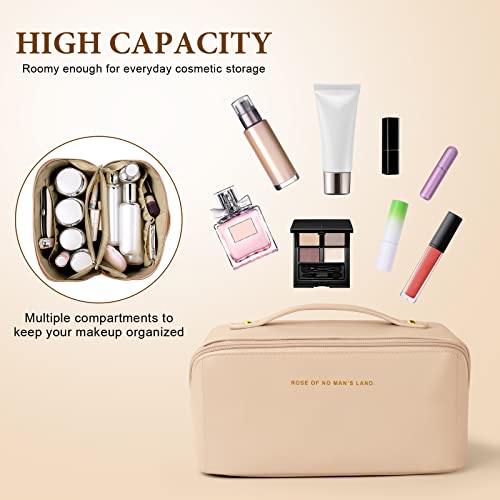 Aucuu Grande Trousse à Maquillage Voyage avec Poignée, Étanche Portable Trousse de Rangement Toilette Femme, Sac à Cosmétiques en Cuir PU Pochette – vue 4