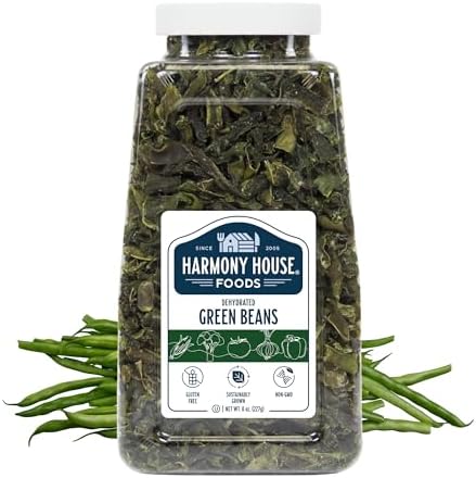 Harmony House Foods Dried Green Beans, cut (8 oz, Quart Size Jar) for Cooking, Camping, Emergency Supply, and More