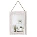 Emaison 16 X 12 Inch Rustic Wood Framed Wall Mirror with Hanging Rope for Farmhouse Decor, for Entryway, Bedroom, Bathroom, Dresser, Wash White