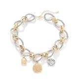 Chunky Two-Tone Chain Necklace for Women Thick Gold Silver Twisted Cable Link Coin Pendant Necklace Trendy Mixed Metal Chain Statement Choker Necklace Casual Everyday Wear Versatile Fashion Accessory Gift (gold + silver)