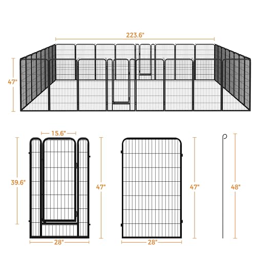 Yaheetech Dog Playpen Outdoor, 47 inch 32 Panels Dog Pen Indoor Heavy Duty Puppy Exercise Pen Metal Pet Fence for RV Camping/Yard/Garden