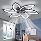 YUNZI Stumm Deckenventilator mit Beleuchtung mit Fernbedienung, LED Dimmbar Ventilator Deckenleuchte Modern Licht für Wohnbereich Schlafzimmer, Einstellbar 6 Geschwindigkeiten, Schwarz 78CM