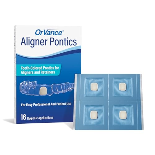 OrVance Aligner Pontics - Original (Medium) Shade (16 Count) | Temporary Tooth Replacement for Invisalign, Aligner Trays and Clear Retainers During Orthodontic Treatment