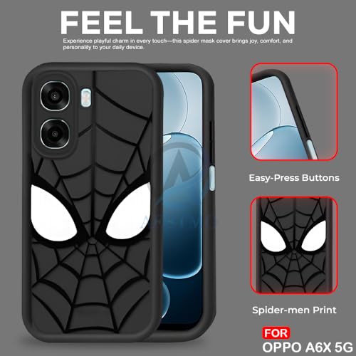 Image of AESTMO Back Case Cover for Oppo A6S 5G / Oppo K14X 5G / Oppo A6X 5G Cover | Spidey Face Mask Design | Silicone Case | Full Body Protection | Camera Protection Back Cover (Black)