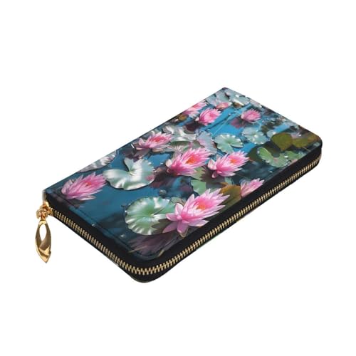 Lotus clusters Premium Leather Wallet with Metal Zipper, Multiple Card Slots Cash Pockets, ideal Gift for Her or Him3