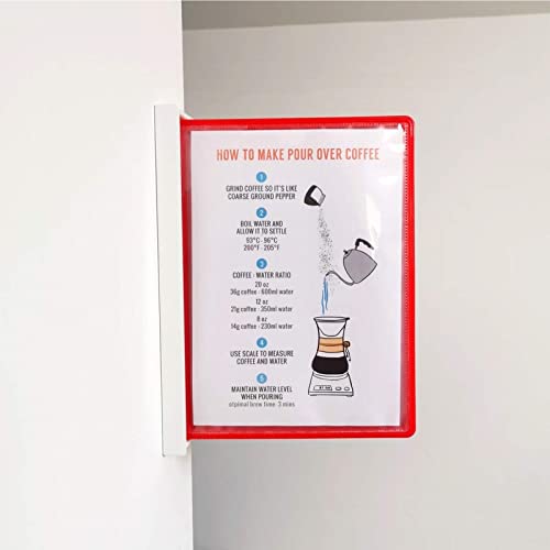 Support de catalogue mural métallique rouge avec 10 panneaux de référence - 8
