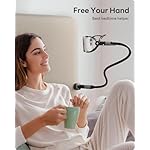 SAIJI Gooseneck Bed Phone Holder, Flexible Long Arm Phone Mount for Desk, Clip Bracket Clamp Stand, iPhone Stand, Mobile Cell Phone Stand Document Camera Nintendo Switch (Black) - Image 5