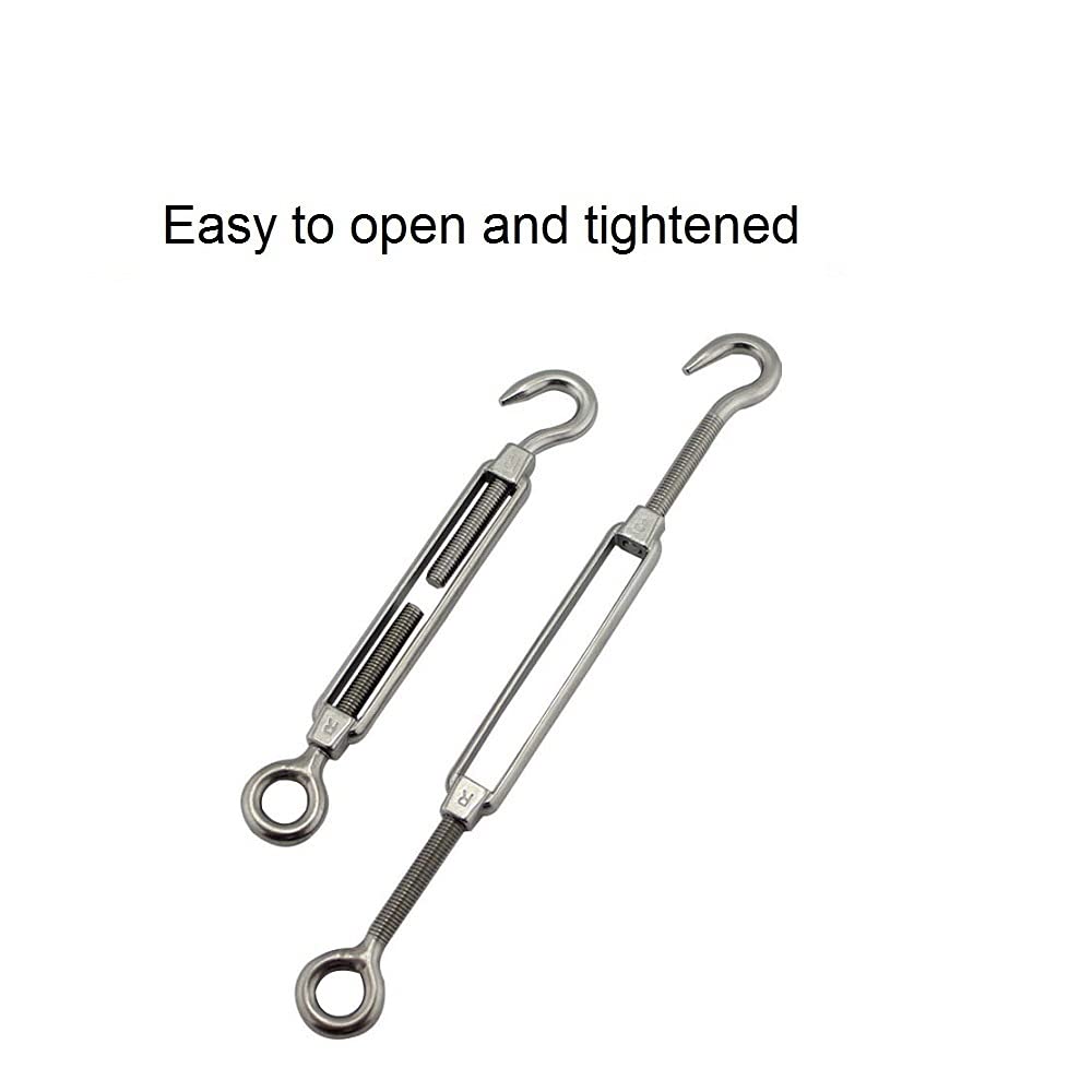 20-teiliges Set mit Ösenhaken-Spannschlössern für Metallseile, Seilspannset, Drahtzubehör für Sonnensegel und Sonnenschirme
