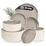 Moritz & Moritz CAVO Steingut Geschirrset 12 Personen 36-tlg. - Modernes Tafelservice in der Farbe Stone - Pflegeleichtes Kombiservice mit Teller Set & Schüsseln - Kaffeeservice