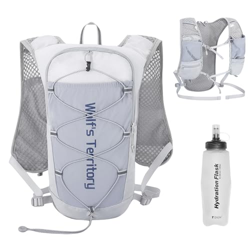 TRIWONDER Mochila De Hidratação Leve De 5L Para Homens E Mulheres, Ideal Para Maratona, Corrida Em Trilhas (03 Cinza 5L - Com Garrafa Flexível De 350Ml)