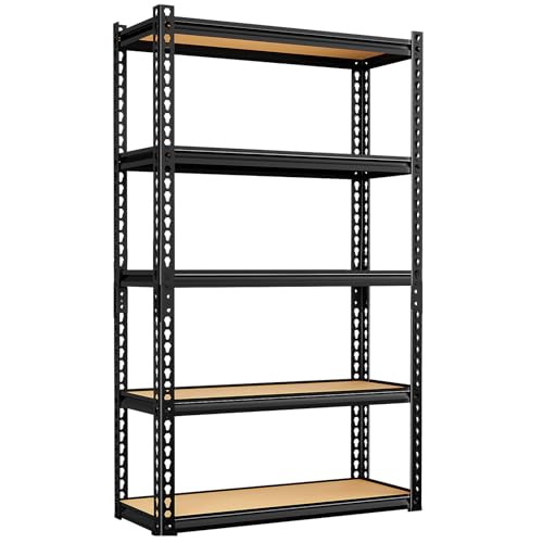 Image of LEVELEVE 5-Tier Storage Shelving Unit, Metal, for Garage, Kitchen, Laundry Room, Adjustable, 30 inch L x 12 inch W x 60 inch H, Rectangular, 1 Pack