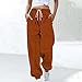 Sinzelimin Women Jogger Sweatpant Fashion Knit Brushed Lace up Elastic Waist Baggy Casual Comfy Wide Leg Pants with Pockets Orange Medium