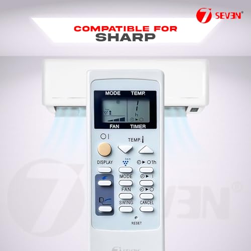 Image of 7SEVEN Compatible with Sharp AC Remote Control CRMC-A751JBEZ Model 76A Suitable for Split and Window 1 1.5 2 Ton Air Conditioner - Match Each Keys Exactly to Replicate Genuine Remote Function
