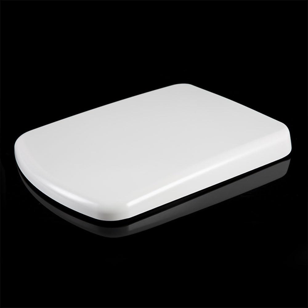 Asiento de inodoro rectangular blanco cuadrado de plástico de cierre lento, asiento de inodoro de cierre rápido, asiento de inodoro cuadrado, 35,5 x 43 cm