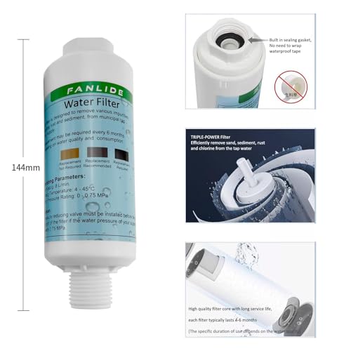 Image of FANLIDE Bidet water filter for electronic bidet seats, Toilet water filter system, compatible with 1 /2 inch 1 /4 inch 3 /8 inch Bidet hose (2 Filters + 2 Adapter)