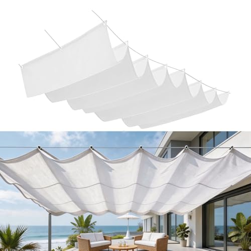 Voile d'ombrage rétractable vague 0,5x2,5m imperméable blanc