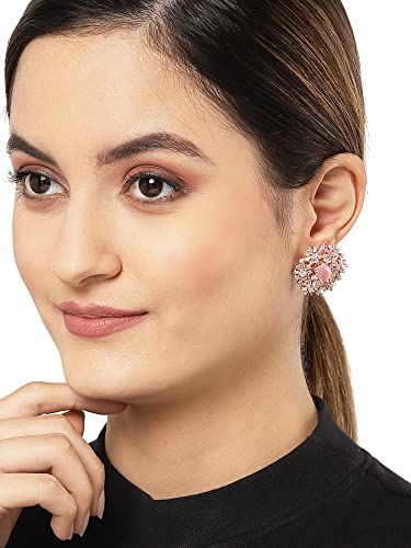 Image of Karatcart Women Green American Diamond Stud Earrings
