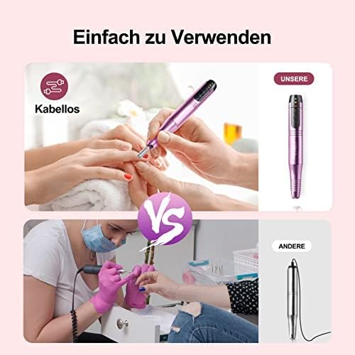 COSLUS Bezprzewodowy przenośny elektryczny pilnik do paznokci, 11 w 1 profesjonalny zestaw do manicure i pedicure, elektryczny pilnik do paznokci do żelowych i akrylowych paznokci, kształtowanie