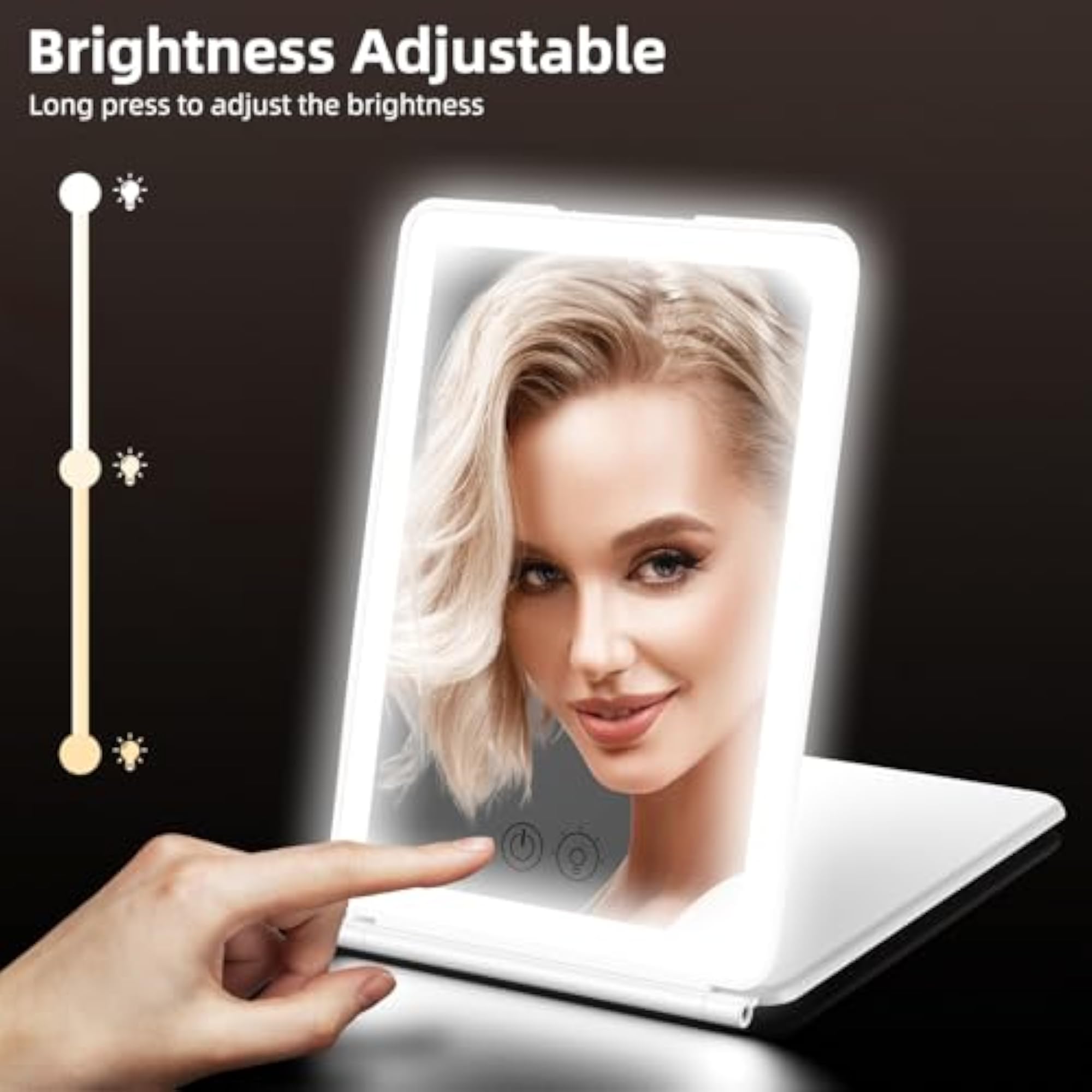 Travel Portable Makeup Mirror, Compact and Dimmable