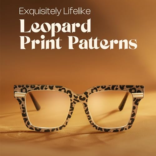 Image of Zeelool Square Blue Light Blocking Glasses for Women, Acetate Personality Fit Glasses Frame Eyegwear with Clear Lenses Taylor ZJGX799757-02B, Leopard Print