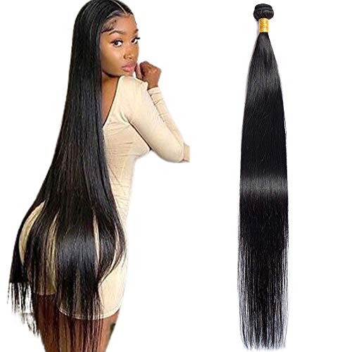 Maxine Hair 10A Brazilian Virgin Straight Hair 1Bundle 100% Unprocessed Long inch Human Hair Weave Extensions Natural Color Can Be Dyed and Bleached 34 inch