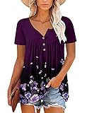 🎉DAMEN TOPS: Kurzarm Tuniken sind locker, vielseitig kombinierbar, ob zu Jeans, Shorts, Rock, dieses Shirt überzeugt immer! Geeignet für Alltag, Büro, Urlaub und Abendessen im Frühling, Sommer und Herbst.