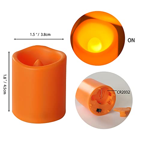 Image of Orange Battery Operated Flameless LED Votive Candles for Halloween 24 Pack