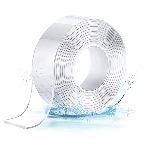 Double Sided Adhesive Nano Tape (5M/16.5FT), Heavy Duty Multipurpose Mounting Tape Removable Adhesive Strips Transparent Wall Tape, Washable Strong Sticky Tape Gel Poster Carpet Tape for Home, Office