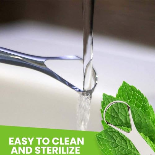 Image of Wonder Care 4 Count Tongue Scraper Stainless Steel,Tongue Cleaners Fresh Breath Restored Taste Big Size