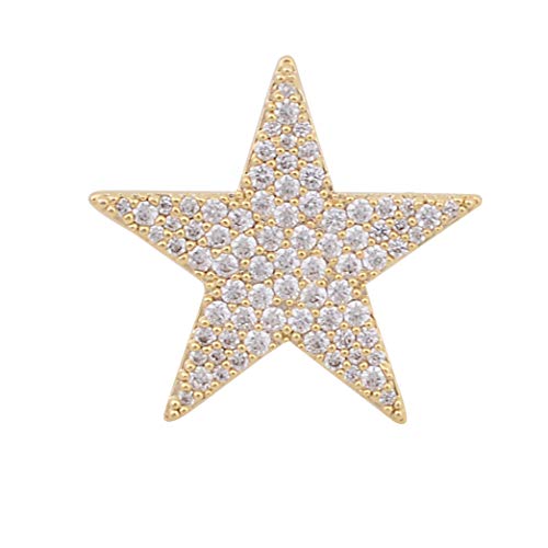Image of Shining Cubic Zircon Star Brooch Pins Elegant Clear Crystal Flower Lapel Pin Breastpin Badges for Women Men