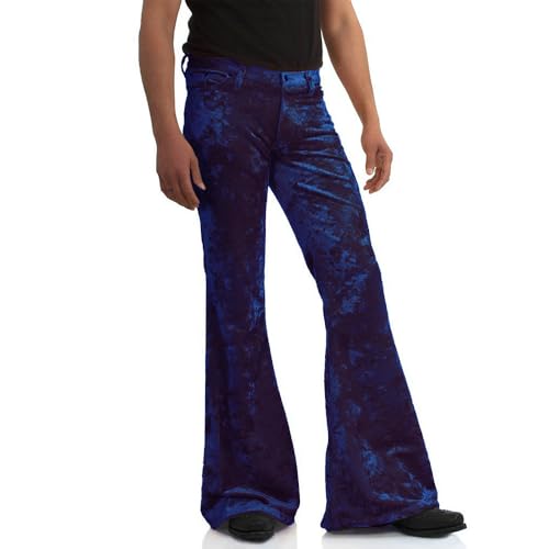 Image of EVEDESIGN Mens Bell Bottom Velvet Pants 60s 70s Disco Outfits for Men Vintage Flared Jeans