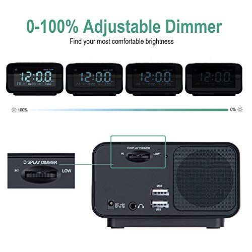 Dgsciency Alarm Clock Radio For Bedroom, Large Lcd Digital Clock With Dual Usb Charger, Brightness Dimmer, Temperature Display, Dual Alarms, Adjustable Alarm Volume, Snooze, Battery Backup #TOP1