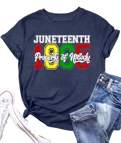 QAUN Juneteenth Shirts Women: African American Tops 1865 Black History T Shirt June 19th Shirt Freedom Day Tees (Blue1, X-Large)