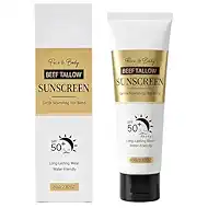 Beef Tallow Sunscreen SPF 50 - Mineral Sunblock with Zinc Oxide & Grass-Fed Tallow - Non-Greasy Face and Body Sun Protection, Ideal for Water and Outdoor Sports, 2.82oz (80g)