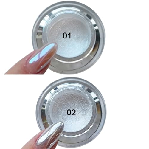 Set of 2 Moonlight Mirror Nail Powders – Silvery Fine