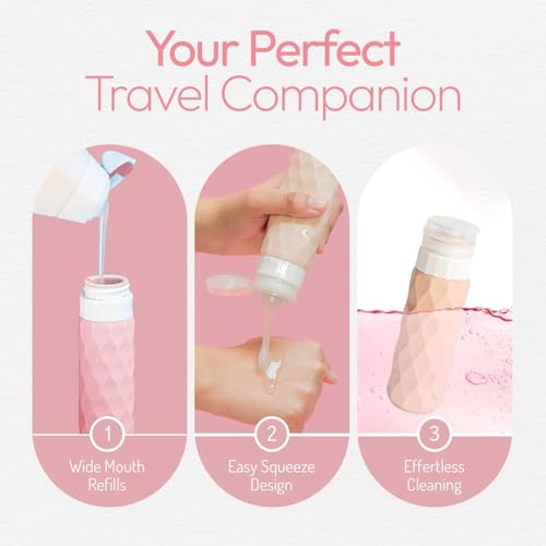Image of 4Pcs Travel Bottle Set for Toiletries, Leak-Proof Travel Bottles, Travel Containers with Bag, Squeezable Travel Accessories for Lotion, Shampoo, Conditioner, Skincare (100ml 4 Toiletries Bottle)