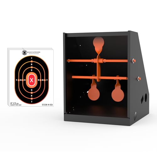 KNINE OUTDOORS Pellet Trap with 20pcs 7''x9'' Splatter Bullseye Paper Targets and Spinning Shooting Targets for .177 Caliber, Air Gun Airsoft BB Gun Rifle