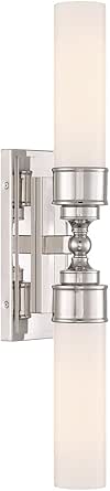 Crystorama Wilcox 2 Light LED Polished Nickel Sconce with Glass Shades