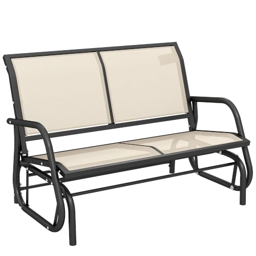Outsunny 2-Person Outdoor Glider Bench – Beige